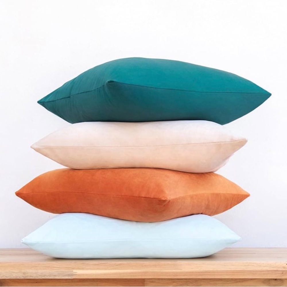 Monday Moose Set Of Two Velvet Pillow Case Burnt Orange Teal 25x25